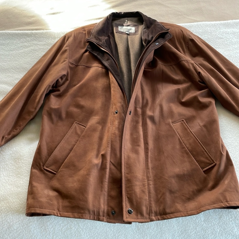 Two Tone Men’s Leather Coat 46